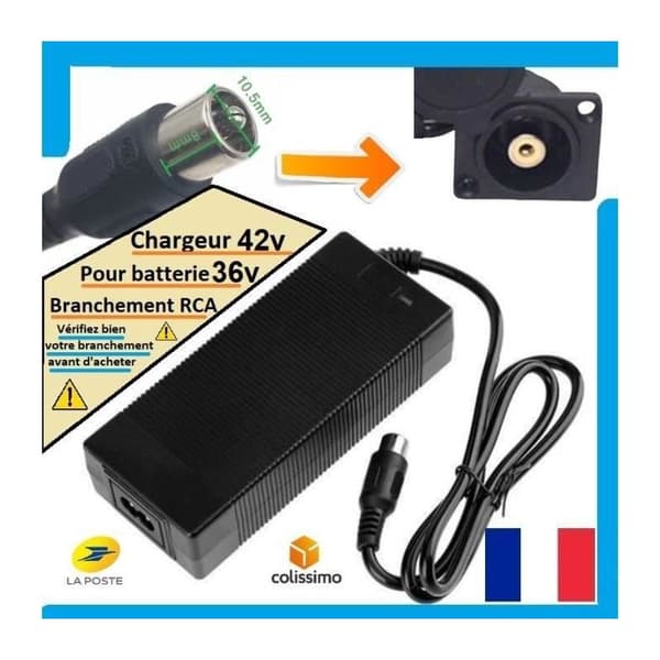 36V elsykkellader RCA 42V lader for 36V batteri [RCA-tilkobling KONTROLLER FØR KJØP]