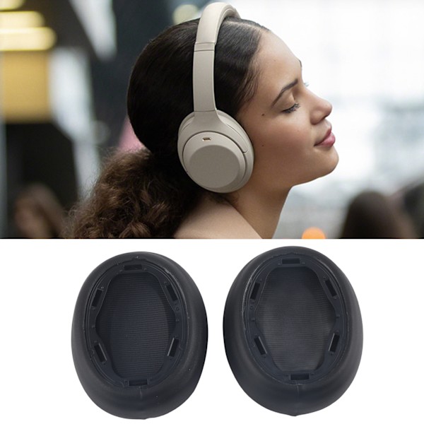 Öronkuddar Mjukt Proteinläder Ersättning Memory Foam Öronkuddar Skydd för WHH910N Hörlurar (Svart) Noir