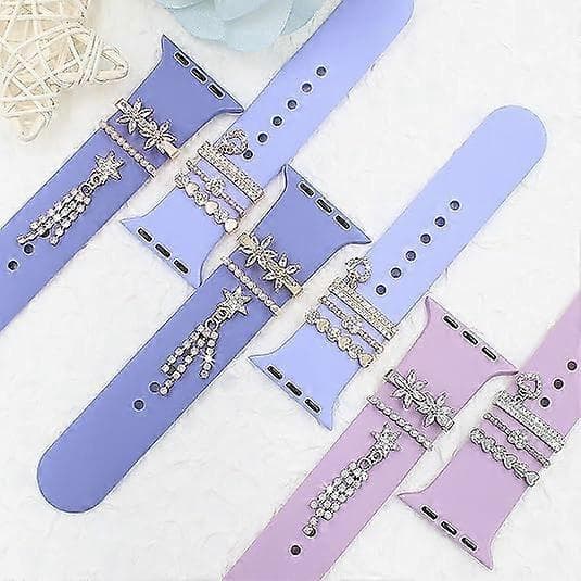 Urrem Charms Sæt, Chic Elegante Sten Diamant Armbånd Tilbehør (Ingen Rem)-Blå Sten-Guld[TT]