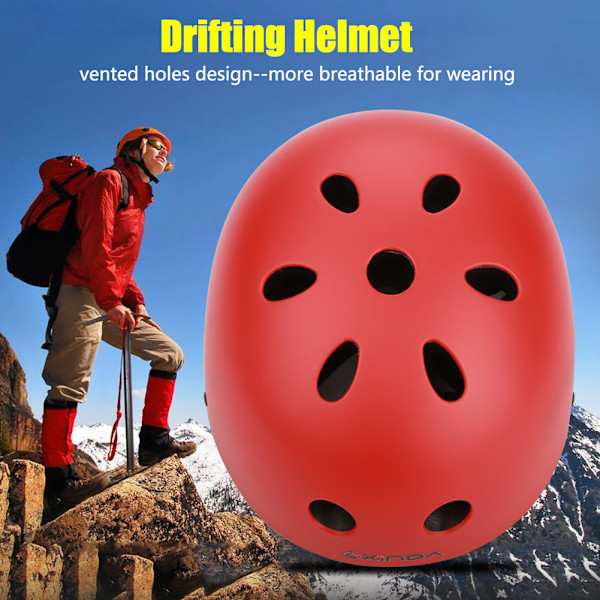 Hjälm Justerbar Rem Huvudskyddsutrustning Utomhus Klättring Drifting Utrustning (Röd-M)