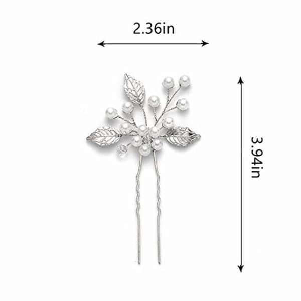 Pärlbrud Bröllop Hårnålar Löv Brudhårstycke Blomma Håraccessoarer för Kvinnor och Flickor (3-pack) (Guld)