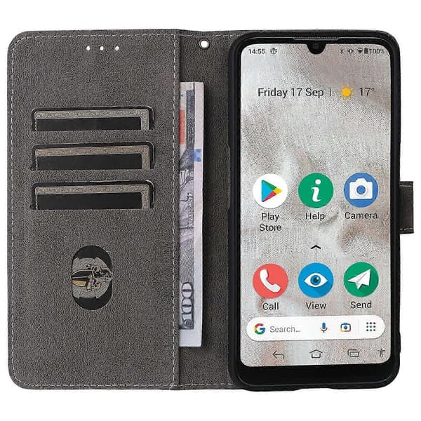 Plånboksfodral för Doro 8100 8200 PU-läder Flip Cover Stativ[TT] Black