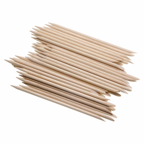 Naturligt apelsinträ, multifunktionell nagelbandspusher & precisionsspetsar, 100 st salongskvalitets manikyr- och pedikyrverktyg, 11,2 cm längd, 0,4 cm