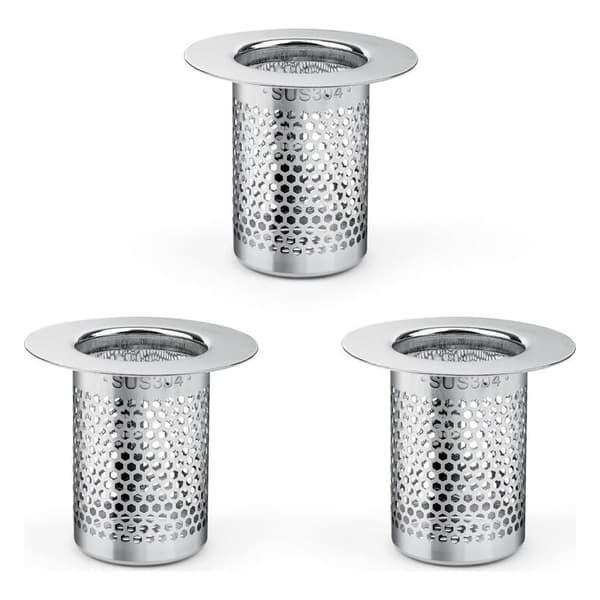 Hårfilter til bruser, 3 stk. brusehårfilter i rustfrit stål, 5,5 × 5 cm køkkenvaskfilter til balkon, køkkener