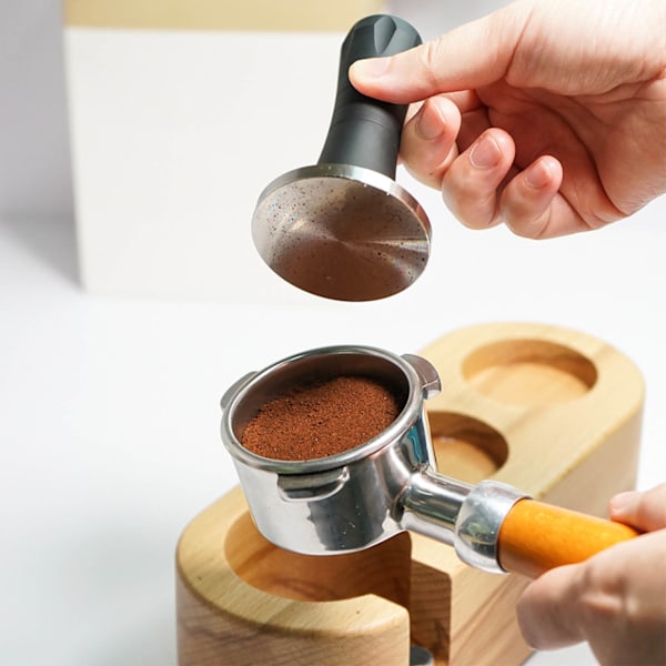 Coffee Tamper Stirrer Kit Distribution Tool Set 2 in 1 Hand Presser for Home Black 53mm