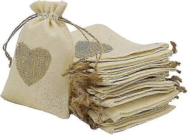 30 stk. hessian gavepose med hjerter
