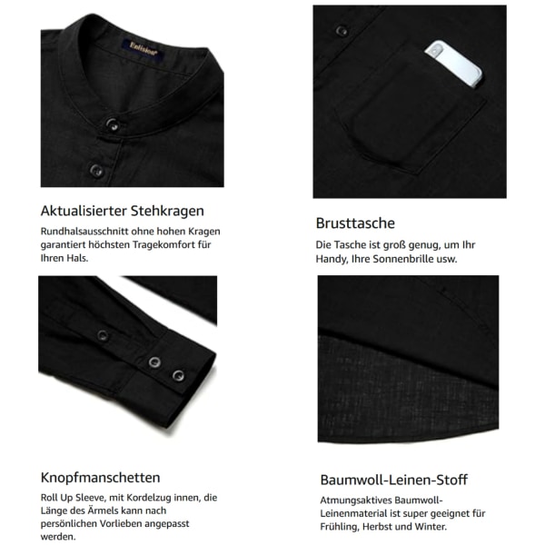 1 stk løs skjorte til mænd - sort black 2XL