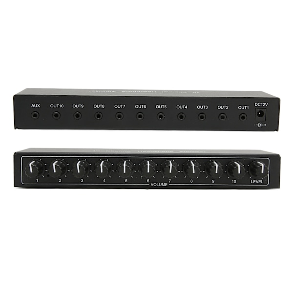 Hörlursförstärkare Aux Mini Jack 3,5mm Ingång 1 in 10 Ut Kanal Stereo Ljudförstärkare Adapter Distributör 100‑240V EU-kontakt