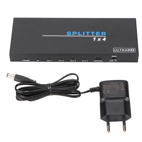 1 till 4 HD Multimedia Interface Splitter 4K 18Gbps Högupplöst HD Multimedia Interface2.0 Videoväxlare EU-kontakt