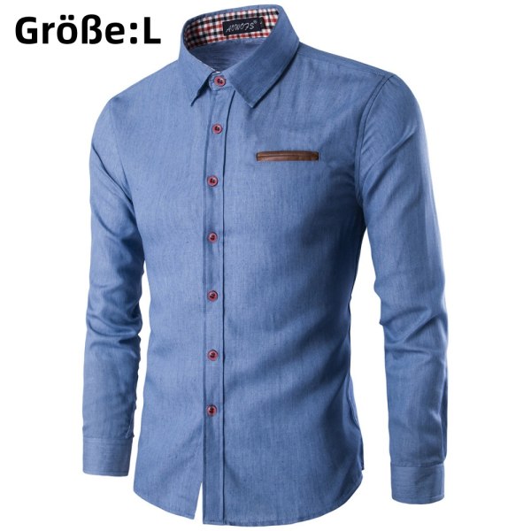 1 stk - denimskjorte - lyseblå light blue L