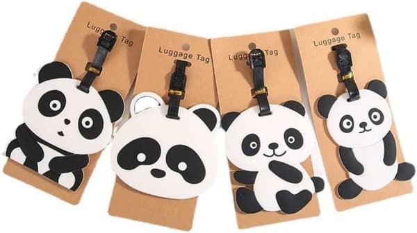 4 stk. bagasjelapper, reiselapper for kofferter, fleksibel silikonpanda, koffertlapper med ID, navn, adresse-FM-