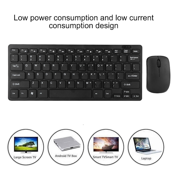 för HK-03 2.4G Mini Trådlöst Tangentbord och Optisk Mus Set för Stationär Dator Laptop Smart TV Svart