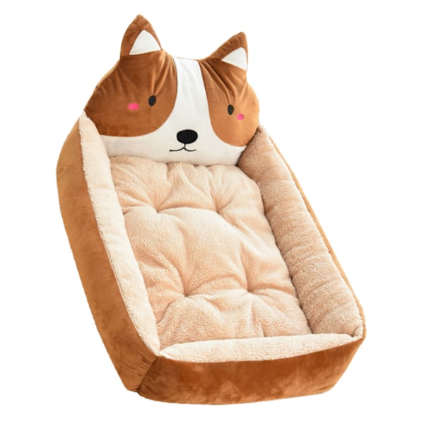 Cartoon Dog Bed Winter Warm Cute Washable All Seasons Pet Kennel Bed for Dogs Cats Pets Coffee Akita Approx. 50cm/19.7in (Pets Less Than 2.5kg/5.5lb)