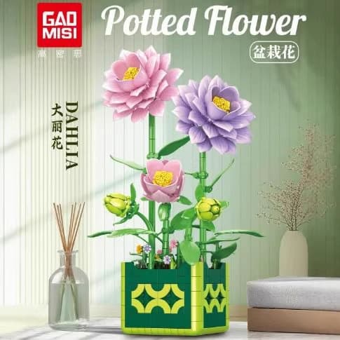 Simulering byggeklods blomsterpotte serie pædagogisk samlelegetøj ornamenter 7
