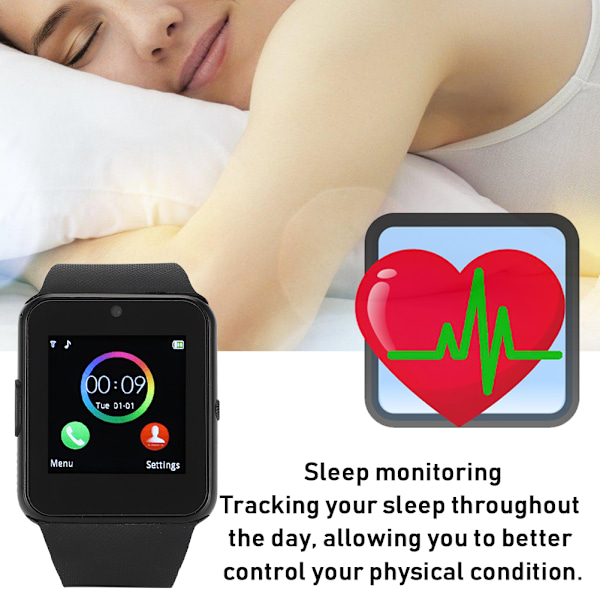 1.5 Tum TFT Ultra HD Färgstark LCD Bluetooth Smart Sportklocka Svart