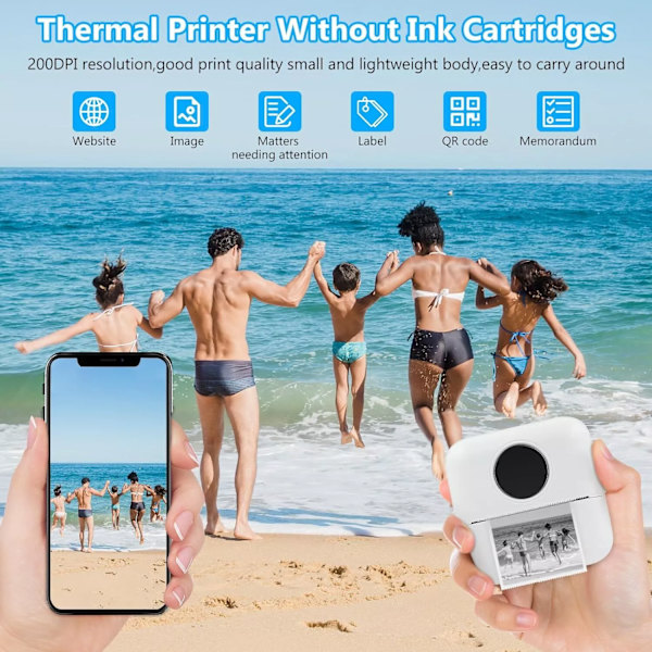Mini Termisk Fickskrivare Bluetooth Mobiltelefon Foton Etikett Utskriftsmaskin