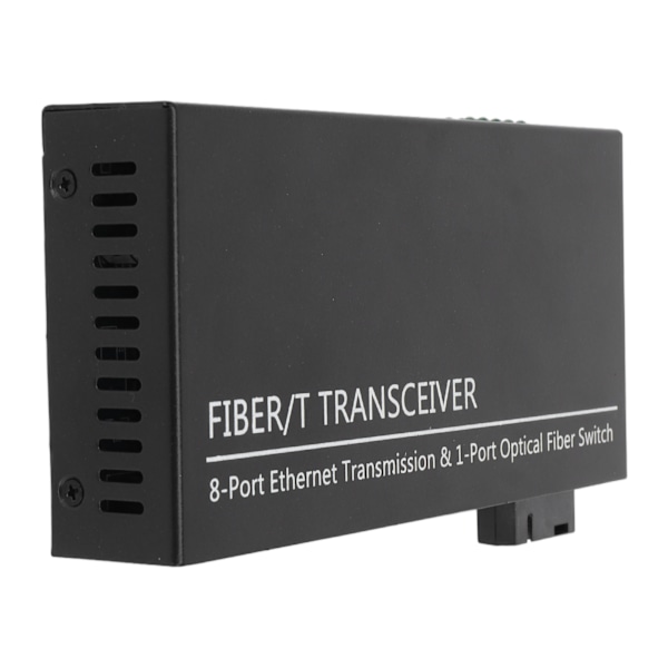 Tx1310nm RX1550nm Fiber Transceiver Upp Till 25km 1 Optisk Port 8 Elektriska Portar Single Mode Ethernet Fiber Switch 100‑240V