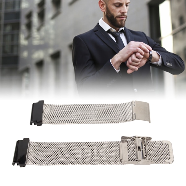 Watch Strap 22mm Stainless Steel Mesh Adjustable Replacement Band For Amazfit Falcon T‑REX 2 Ultra Sliver