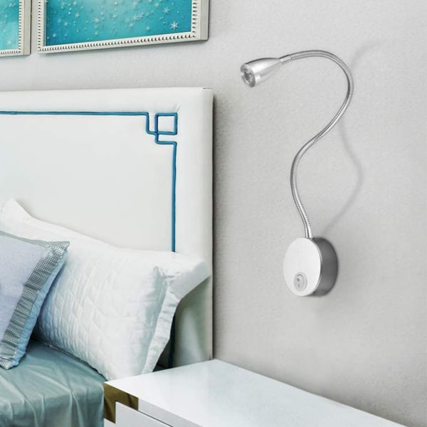 Sengelamper, Hovedjusterbar Minimalistisk LED Sengelæselampe, Dæmpbar Touch Switch Sengelampe til Soveværelse Stue Kontor, Læse Style 2