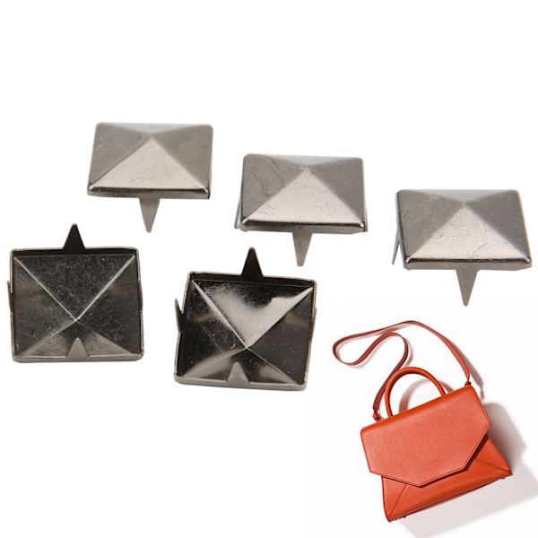 100 stk firkantede pyramide punk nagler 4 klo metallnagler for armbånd klær sko veske svart 10mm