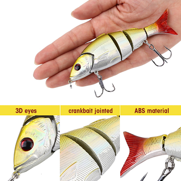 Livsliknande Konstgjort Bete Hårt Ledat Krokbete Crankbait Fiskeutrustning (C)