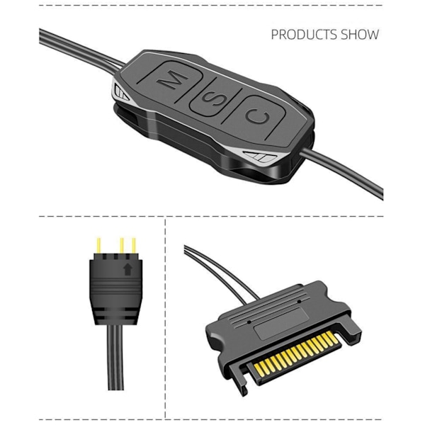 ARGB Kontroller Professionell 5V 3 Pin SATA Strömförsörjning ARGB Ljusremsa Fjärrkontroll för PC Fläktar Kylare DIY ARGB Enheter Svart