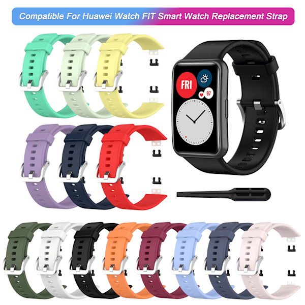 Silikon Sport Klockarmband Mjukt Andningsbart Ersättningsarmband Kompatibelt för HUAWEI Watch FIT