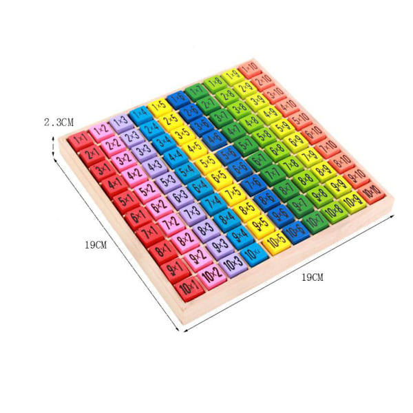 Multiplikations- och additionsbrädsspel för robust och säker inlärning, pedagogiskt matematikbord med färgglada kuber 19*19*2,3 cm