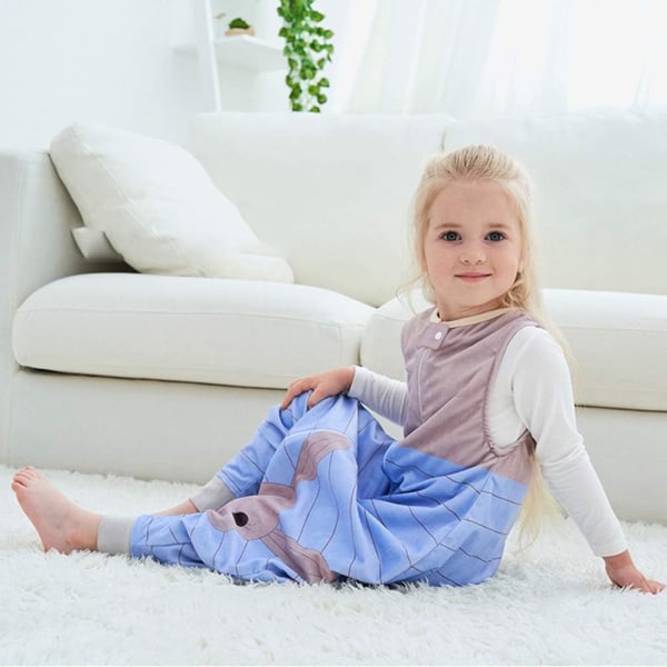 Barnesovepose med ben Varm myk pyjamas, jente gutt vintersovepose Jumpsuit uten ermer Sovepose med føtter Flanell pyjamas Blau S(1-3 Jahre)