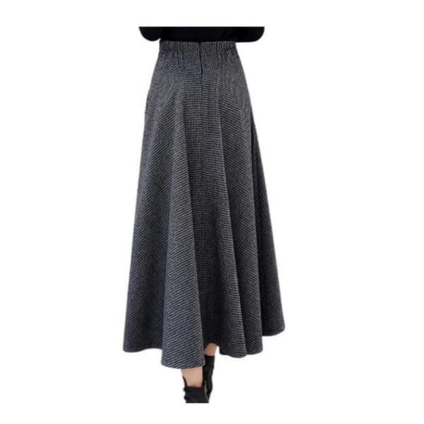 1PCS High Waist Slim Plaid Woolen Skirt-Gray Plaid-M