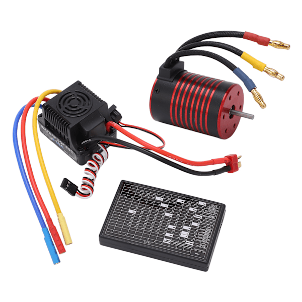 Vattentät 3650 Borstlös Motor med 60A ESC Programmeringskort Combo Set Tillbehör för 1/10 RC Bil 5200KV