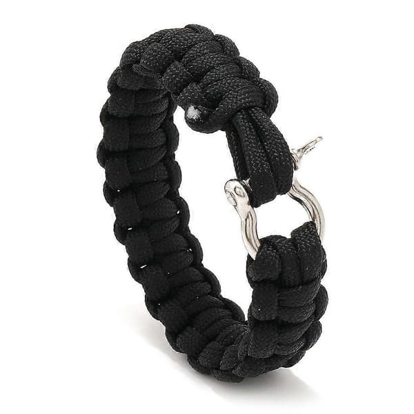Klassisk medium størrelse 21 cm sort paracord armbånd