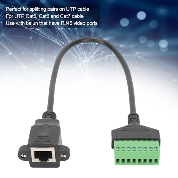 RJ45 Hona till 8-Pin Kabel Kort Nätverksadapter Förlängningssladd Lödfri Terminal Grön