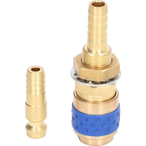 8 mm brænderslangeadaptersæt – messing – lynkoblingsfitting – MIG/TIG – blå