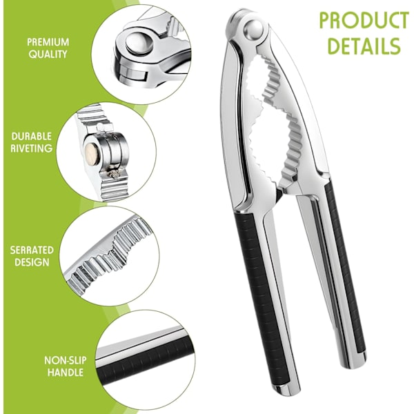 2-piece Walnut Cracker Tool Set, Walnut Crusher, Metal Nutcracker, Nut Shell Breaker, Kitchen Utensil with Non-slip Handle