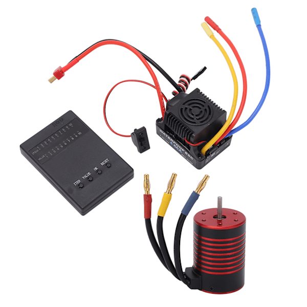 Vattentät 3650 Borstlös Motor med 60A ESC Programmeringskort Combo Set Tillbehör för 1/10 RC Bil 2300KV