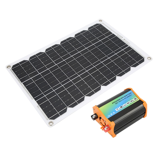 Bärbart solenergisystem 300W Power Inverter 18W 18V Solpanel 30A 12V 24V Solcellsregulator Kit Svart 12V till 110V