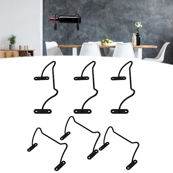 Pack of 6 Metal Red Wine Display Holder Wall Mounted Wine Bottle Rack for Home Bar Decor