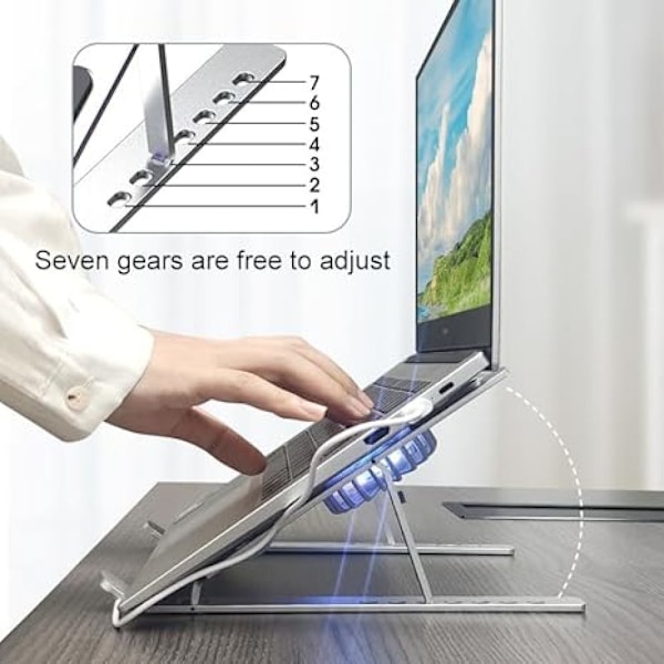 Nytt Laptopställ, Lättvikts Aluminiumlegering Vikbart, Kylande Justerbar Höjd Expansionsställ, Tyst Kylfläkt