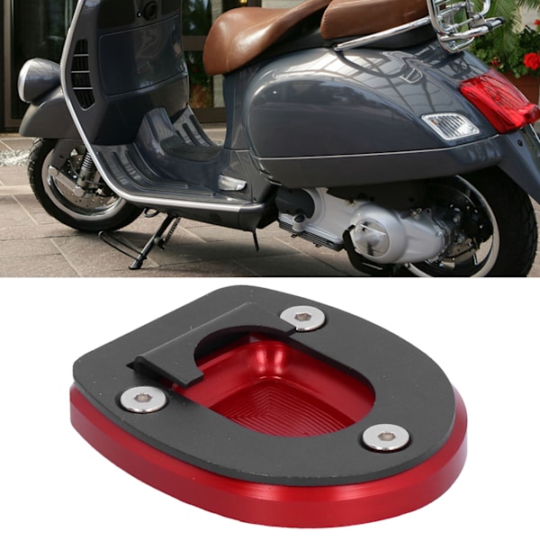 Motorsykkel Støttefotpute Side Støtte Forlengelsesplate Passer for Vespa GTS 250 300 2013‑2019 Rød