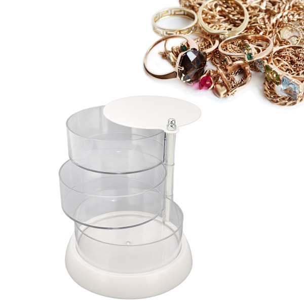 3 Layers Jewelry Organizer 360 Degree Rotatable Transparent Jewelry Accessory Storage Tray