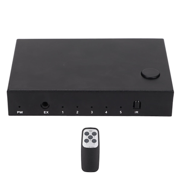 18Gbps HD Multimedia Interface 2.0 5x1 Switch 5 ingångar 1 utgång Switch Selector med fjärrkontroll och laddningskabel