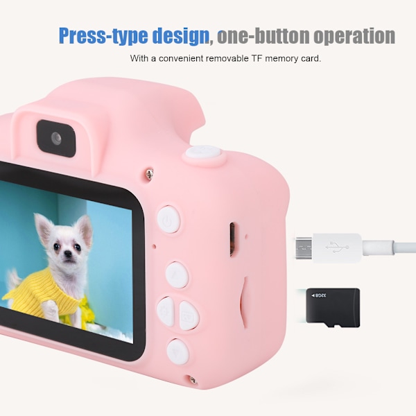 Tecknad Mini Digitalkamera Mini Barn Dubbel Port Mini Kamera Rosa