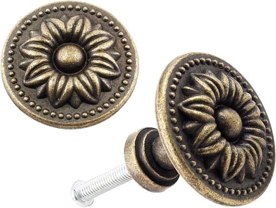 Set of 10 Antique Bronze Round Drawer Knobs - 30mm - Vintage Cabinet Knobs; Antique Round Single-Hole Aluminum Cabinet Knobs with Screws