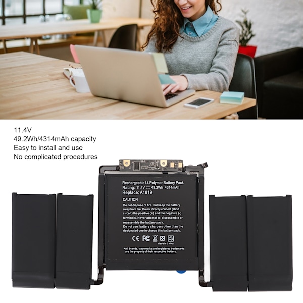 A1706 Laptop Batteri för OS X Laptop Pro 13 Tum MLH12LL/A MLVP2LL/A MNQF2LL/A MNQG2LL/A MPXW2LL/A A1819 Laptop Batteri