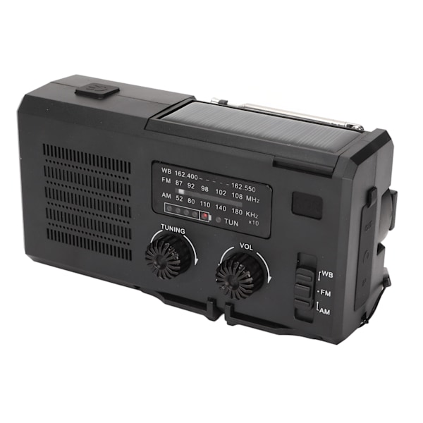 Vevradio AM FM NOAA 4000mAh Solcellsdriven Bärbar Väderradio med LED-Ficklampa för Nödsituationer