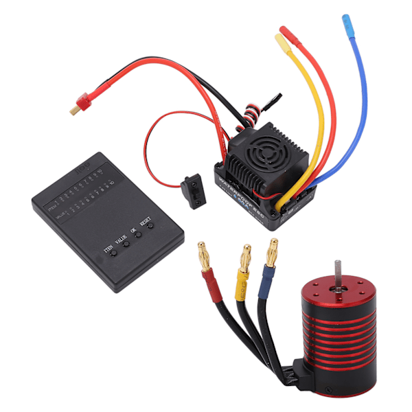 Vattentät 3650 Borstlös Motor med 60A ESC Programmeringskort Combo Set Tillbehör för 1/10 RC Bil 3100KV