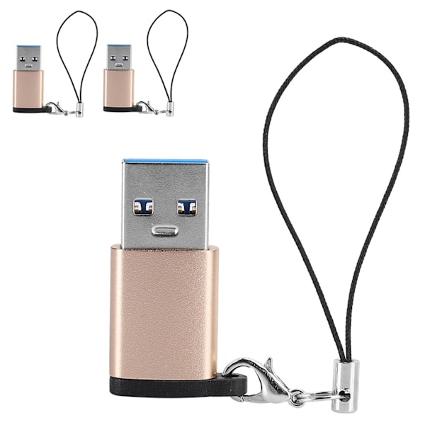 3 st USB3.0 till Typ C3.1 Hona Adapter Snodd Elektronisk Överföringskontakt (GuldSnodd)