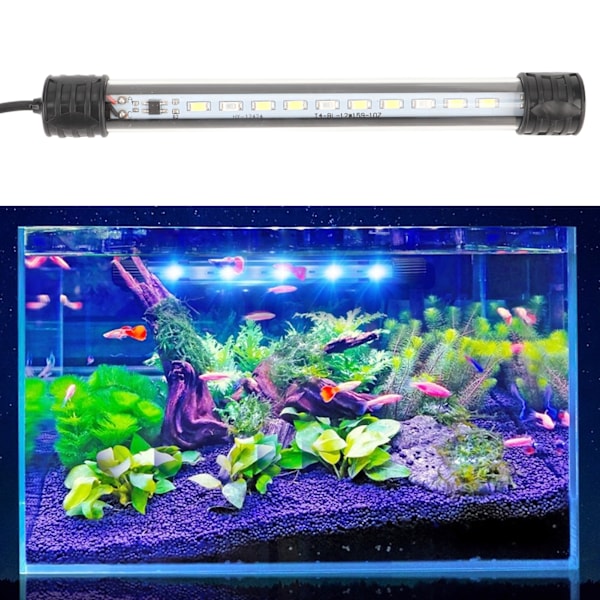 LED Aquarium Light High Brightness Submersible Blue White Fish Tank Lamp for Landscape EU Plug 220V ZY 15A Without Switch