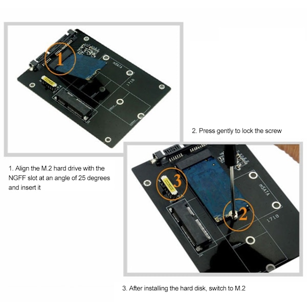 M.2 NGFF/MSATA till SATA 3.0 Adapter SSD till SATA Konverter Reader Board Datorutrustning